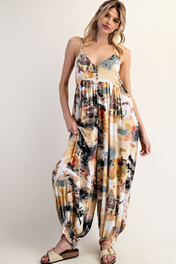 eesome Sleeveless Tie Dye Jumpsuit