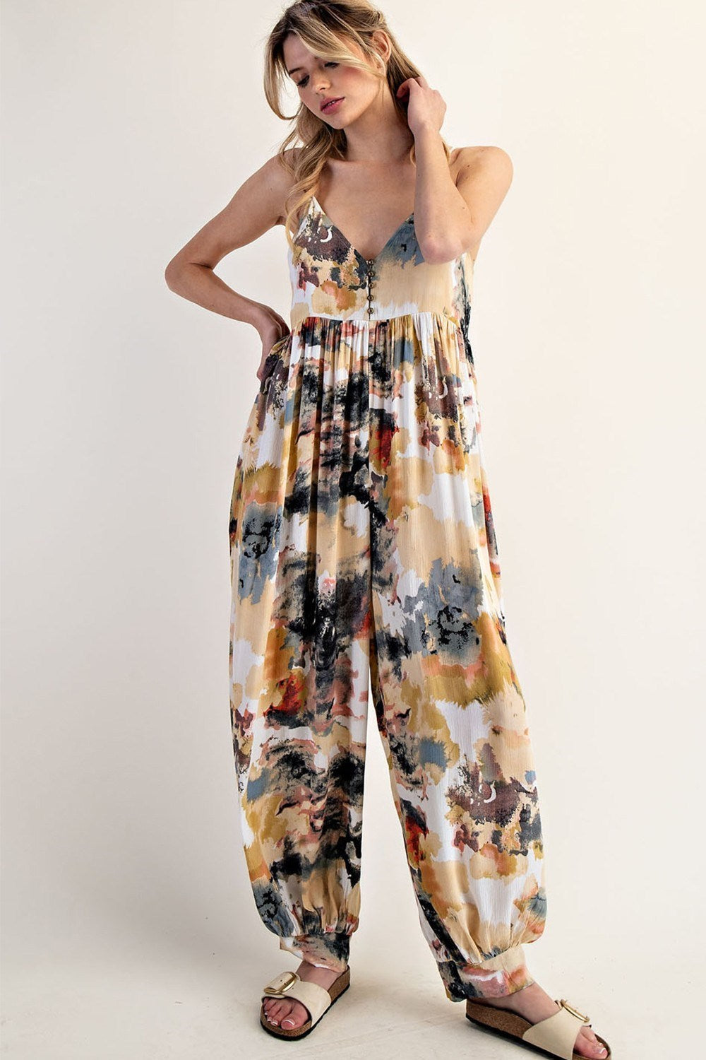 eesome Sleeveless Tie Dye Jumpsuit