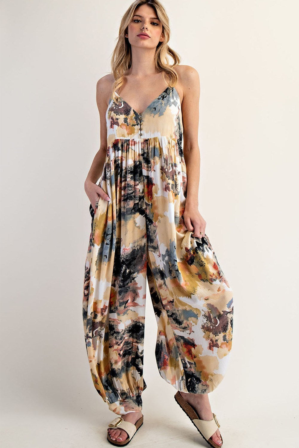 eesome Sleeveless Tie Dye Jumpsuit