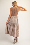 eesome Sleeveless Striped Side Bow Midi Dress