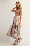 eesome Sleeveless Striped Side Bow Midi Dress