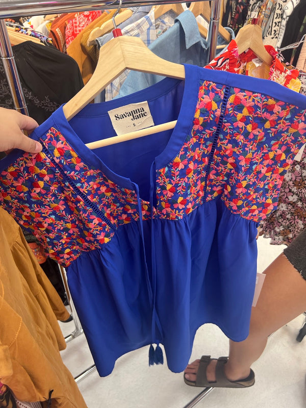 Embroidered Babydoll Top