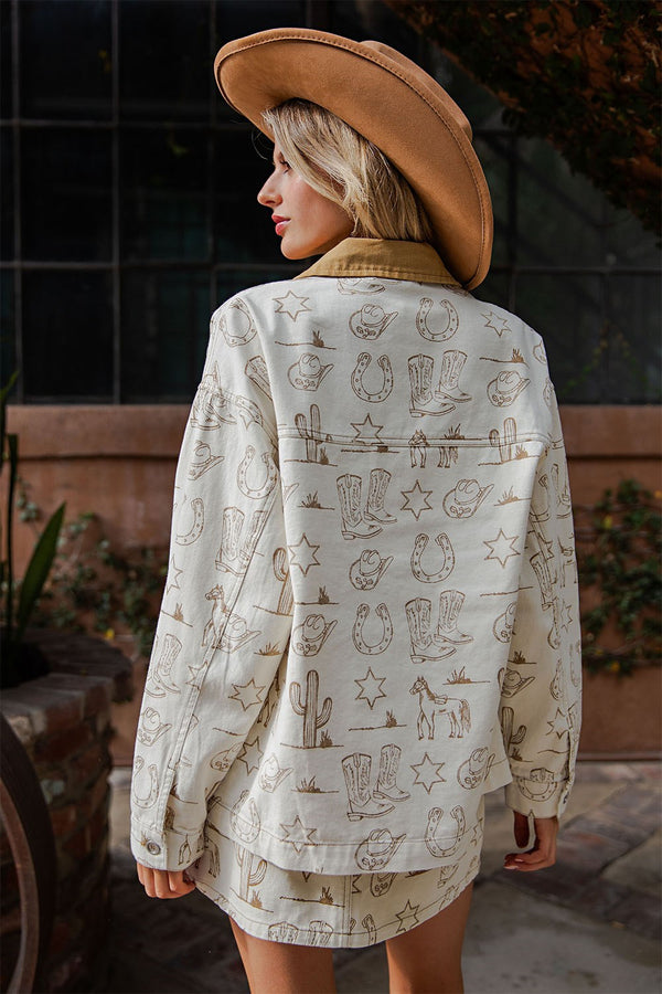 eesome Mineral Washed Western Graphic Jacket