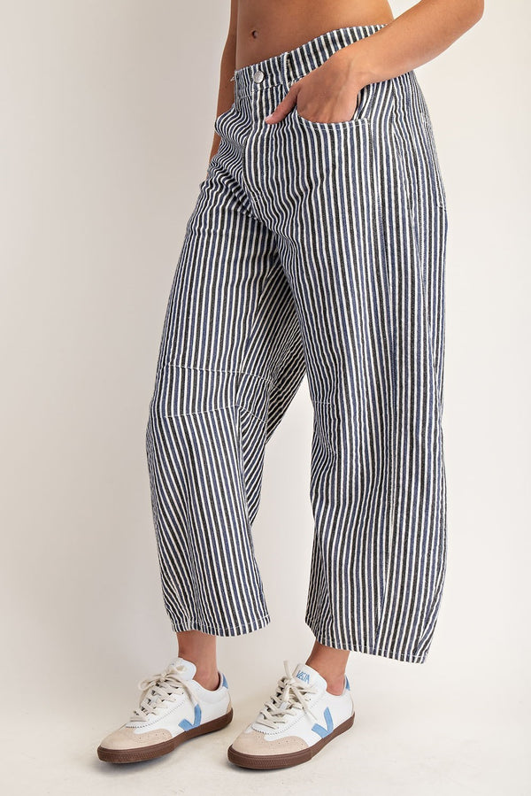 eesome Mineral Wash Striped Barrel Leg Jeans