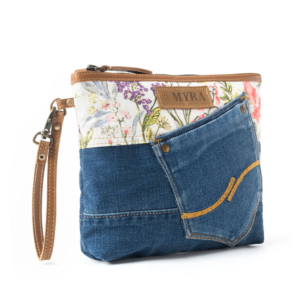 Myra Bag Dahlia Denim Clutch Bag