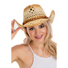 Lightly Beaded Vintage Burnt Crochet Straw Cowboy Hat