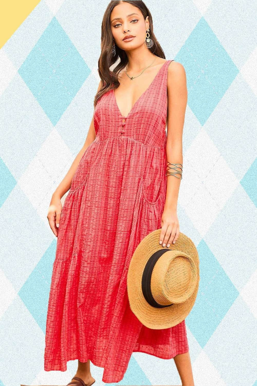 Main Strip Adjustable Strap Ruffle Paid Swiss Dot Dress