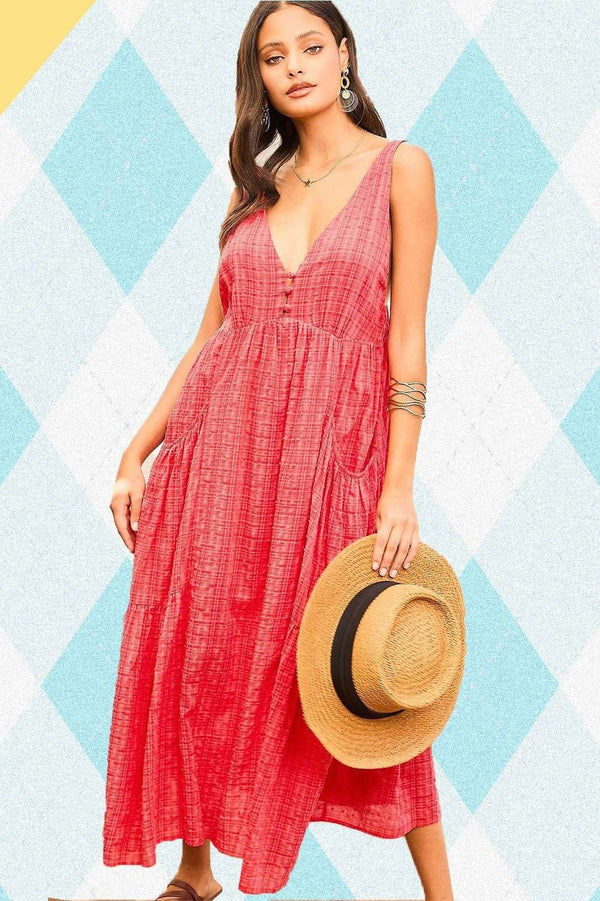 Main Strip Adjustable Strap Ruffle Paid Swiss Dot Dress