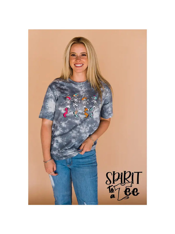 Halloween Boot Scootin' Skeletons - Tie-Dye Tee