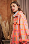 Plaid Orange Pink Jacket Shacket - Curvy Size