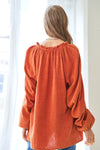 Elastic Opening Bell Bottom Balloon Sleeves Top