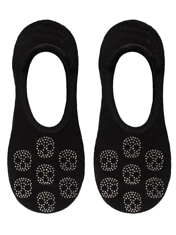 No-Show Liner Socks w/ Crystal Jewels - Skulls - Black