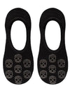 No-Show Liner Socks w/ Crystal Jewels - Skulls - Black