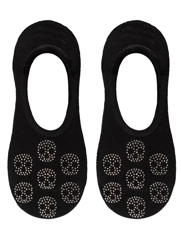 No-Show Liner Socks w/ Crystal Jewels - Skulls - Black