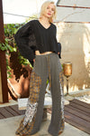 POL Thermal woven mixed raw edge casual pants