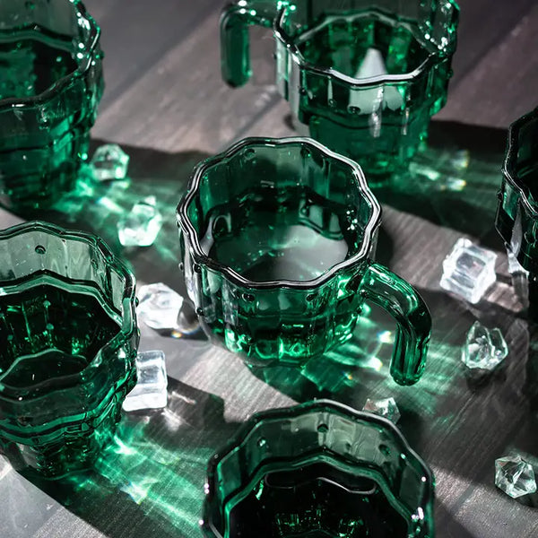 Cactus Stackable Glasses, Glass Green Cactus Cups - 6 Set