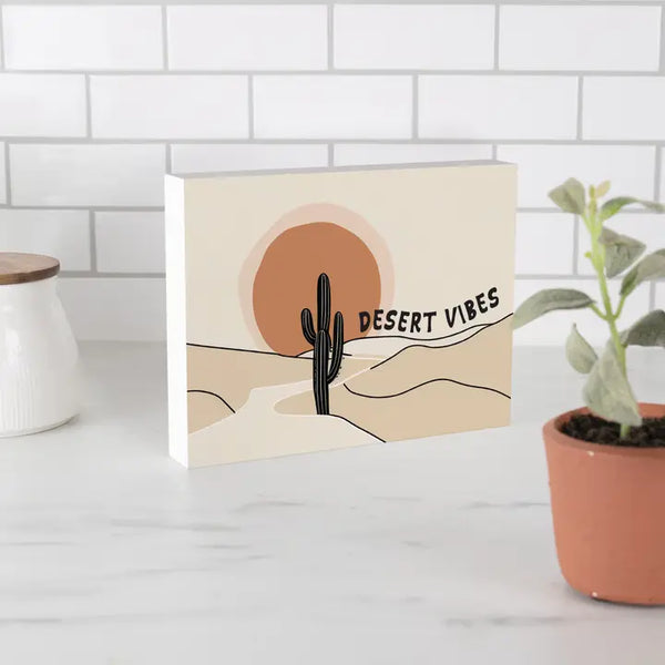 Desert Vibes Wood Block Décor