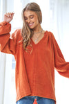 Elastic Opening Bell Bottom Balloon Sleeves Top