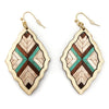 Leaf Turquoise Brown Wooden Earrings