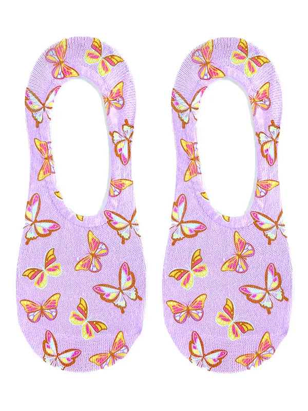 Living Royal No-Show Liner Socks - Butterfly Print - Pink