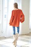Elastic Opening Bell Bottom Balloon Sleeves Top