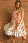 BIBI Print Mix And Match Tiered Dress With Button Down