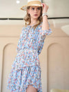 Floral Printed Smocked Layered Mini Dress