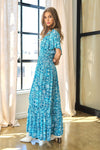 Elastic Ruffle Smocking Ruffle Hemline Maxi Dress - Curvy Size