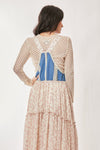 Davi & Dani Denim With Lace Skirt Overall Midi Dress