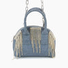 Half Moon Denim Rhinestone Crossbody Purse