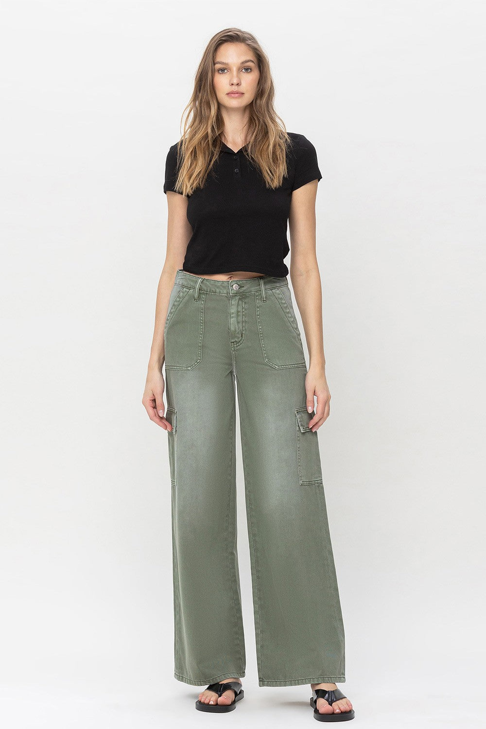 SALE Vervet High Rise Olivia Utility Cargo Wide Leg Jeans