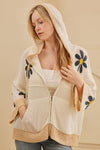 Hooded Floral Crochet Quarter Sleeve Top