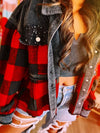 SALE Layla Buffalo Plaid Cord Sequin Acid Wash Shacket