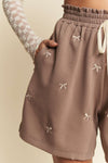 Davi & Dani Ribbon Embroidery Waist Elastic Band Shorts Pants/Jacket Combo