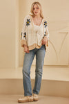 Hooded Floral Crochet Quarter Sleeve Top