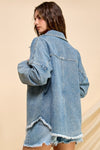Veveret Sparkling Snap Button Denim Shacket - Curvy Size
