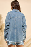 Veveret Sparkling Snap Button Denim Shacket - Curvy Size