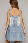 POL Frayed edge button suspender denim skirt