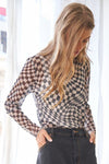 Checker Board Printed Mesh Long Sleeve Top - 4 Colors