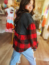 SALE Layla Buffalo Plaid Cord Sequin Acid Wash Shacket