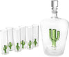 Decanter Set with Cactus Decanter and 6 Cactus Shot Glasses