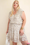 Animal Print Waist Smocking Dress - Curvy Size