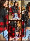 SALE Layla Buffalo Plaid Cord Sequin Acid Wash Shacket