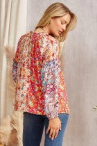 Andree By Unit Mixed Media Embroidered Top - Curvy Size