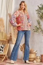 Andree By Unit Mixed Media Embroidered Top - Curvy Size