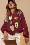 SALE POL Patch embellishment sweater crop jacket