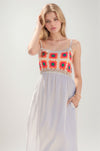 SALE Davi & Dani Crochet Bodice Back Textured Fabric Maxi Dress
