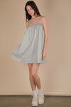Very J Smocking Detail Stripe Woven Mini Sundress