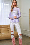 Checker Board Printed Mesh Long Sleeve Top - 4 Colors