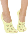 No-Show Liner Socks w/ Crystal Jewels - Cherries - Yellow
